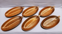 Yaprak Figürlü Çerezlik - Gold  Sunumluk 6 Lı Set