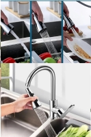 Yeni Plastik Krom Kaplama 3 Fonksiyonlu 360 Derece Hareketli Mutfak Lavabo Bataryası Başlığı