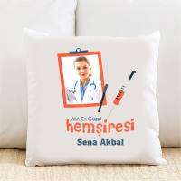 Yılın En İyi Hemşiresi Kişiye Özel Yastık Kılıfı Pi13