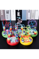Ahşap Eğitici Koordinasyon Oyunu Mini Ahşap Helezon Yay Labirent Renkli Boncuklar Bebek Oyuncağı