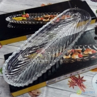 Balık Sırtı Kayık Model Cam Sunum Tabağı Orta Boy 33 CM