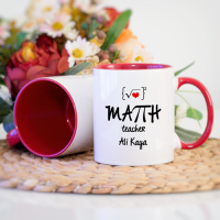 Kişiye Özel Kırmızı Renkli Matematik Öğretmeni Kupa Bardak